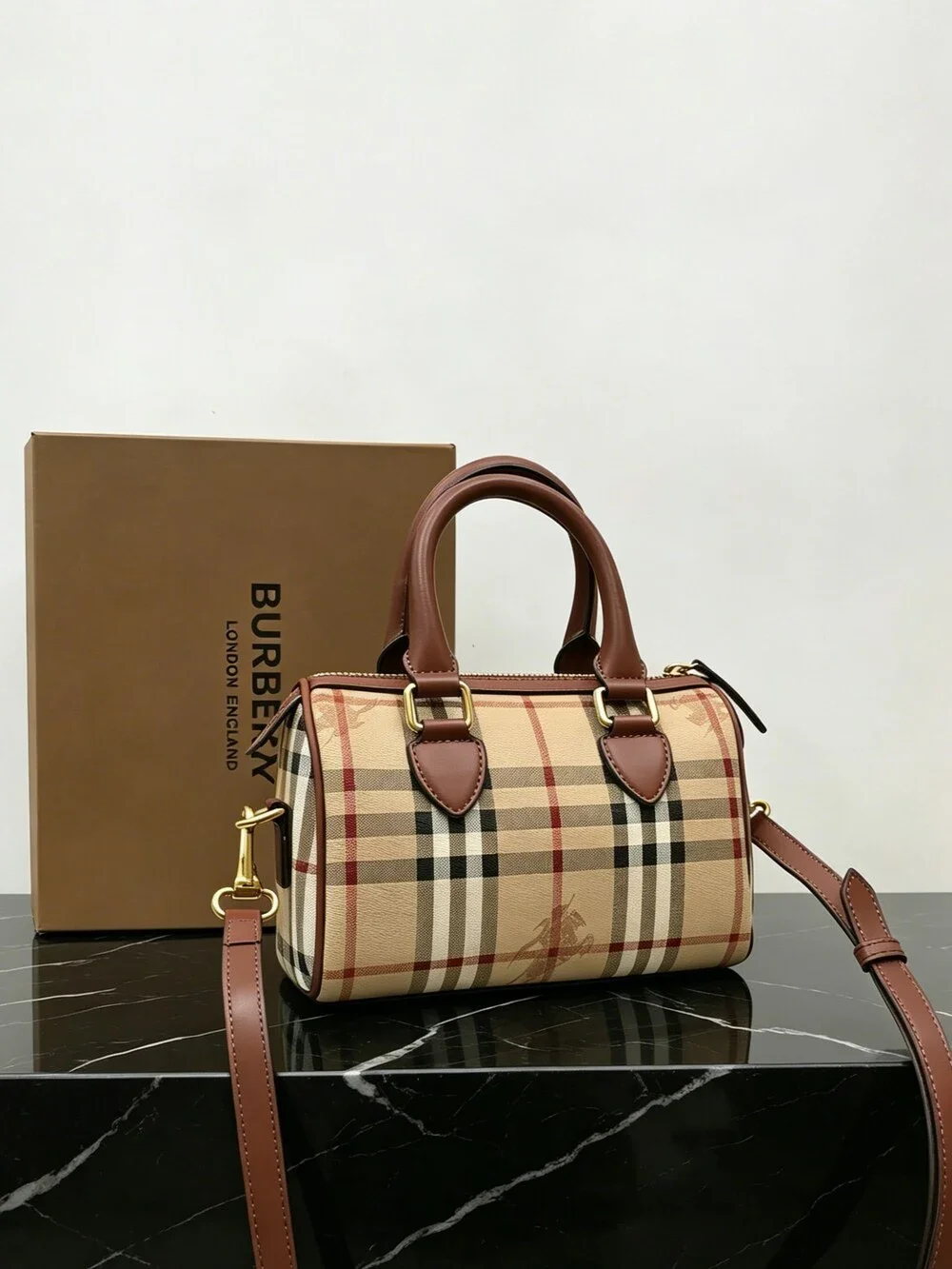 Burberry Mini Check Bowling Bag